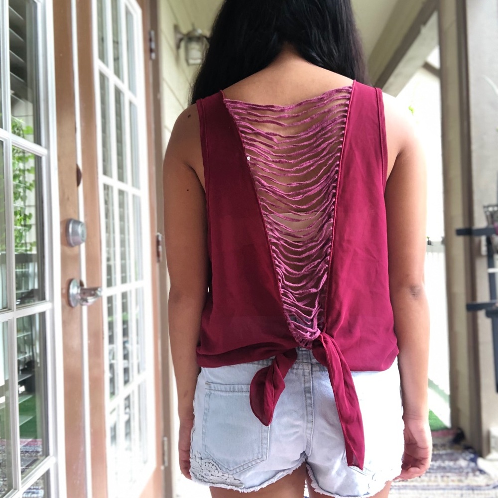 Maroon see through tank